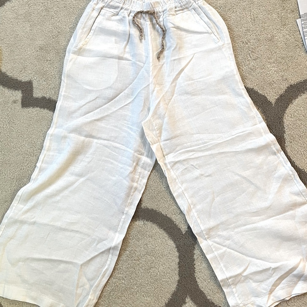 Gioya White Linen Pants